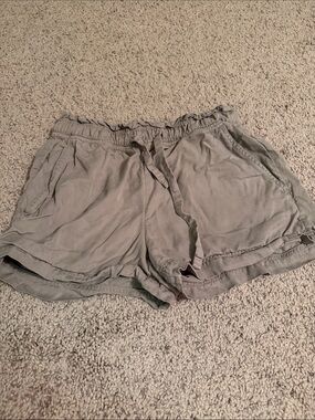 C&C California Olive Drawstring Ruffle-Hem Athletic Shorts